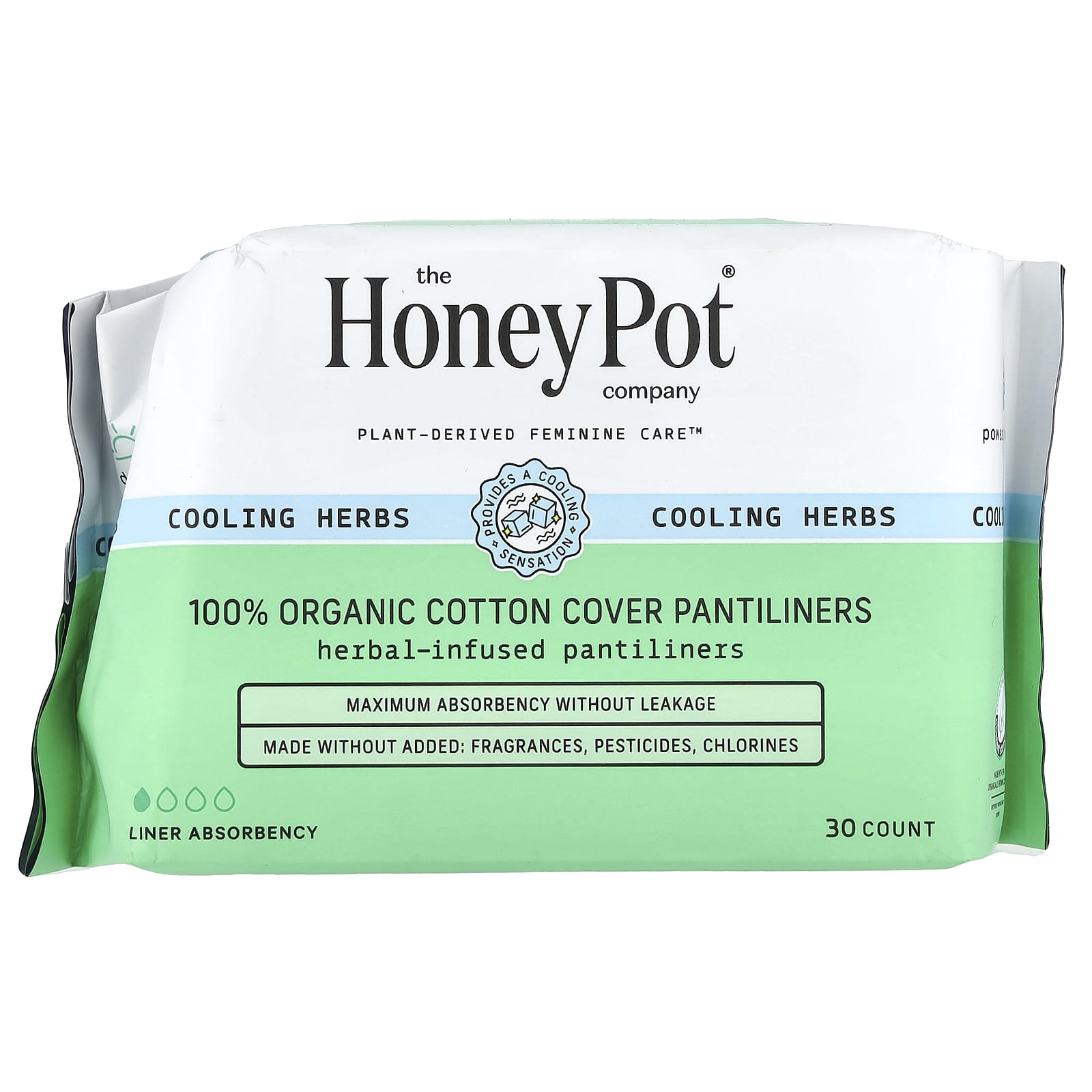 The Honey Pot Company, Organic Herbal-Infused Pantiliners, 30 Count - Image 1