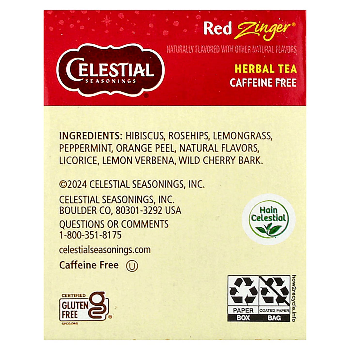 Celestial Seasonings Red Zinger Herbal Tea, Caffeine-Free, 20 Tea Bags - Image 2