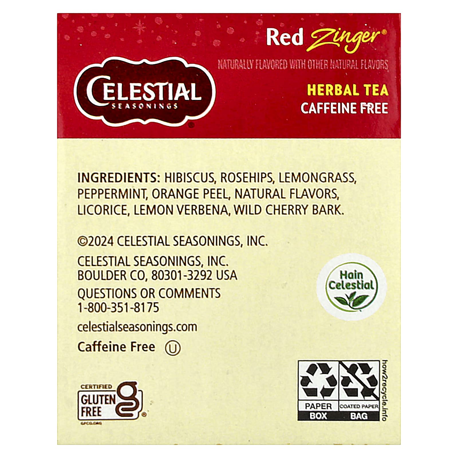 Celestial Seasonings Red Zinger Herbal Tea, Caffeine-Free, 20 Tea Bags - Image 2
