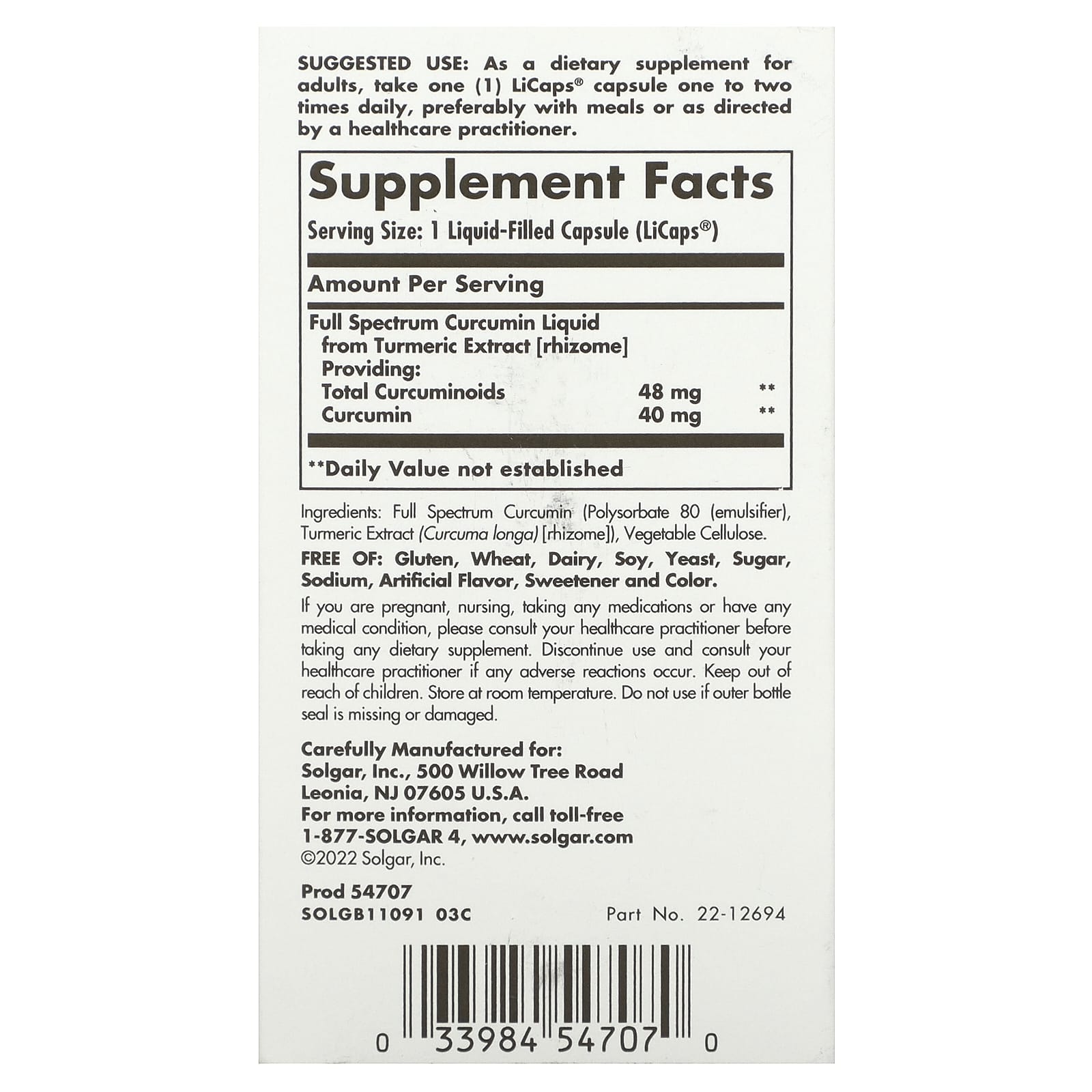 Solgar, Full Spectrum Curcumin, 60 Licaps - Image 2