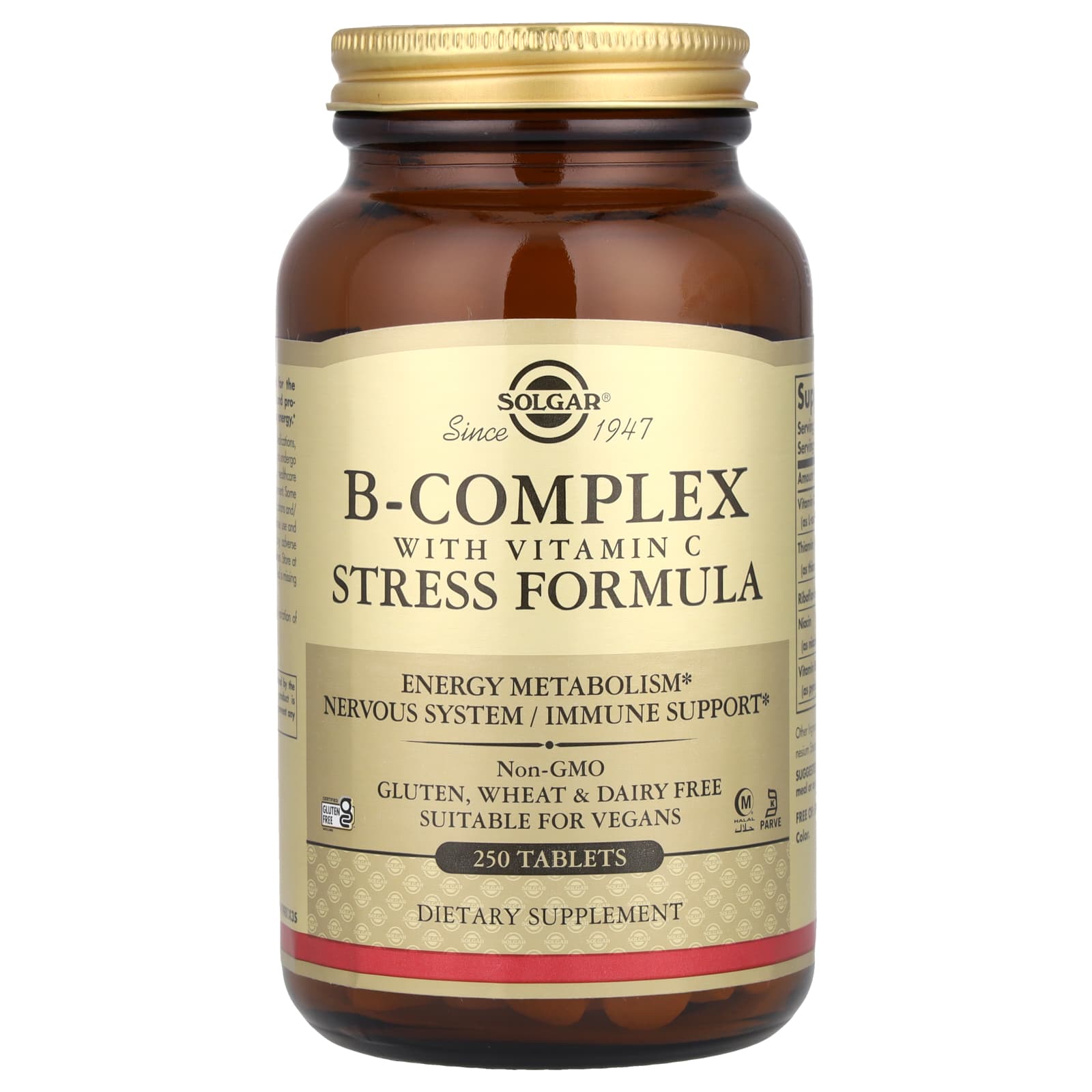 Solgar, B-Complex with Vitamin C Stress Formula, 250 Tablets - Image 1