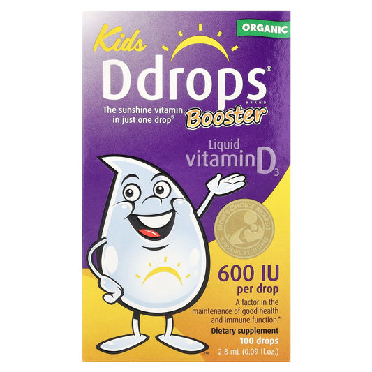 Ddrops Organic Liquid Vitamin D3 Booster Drops for Kids - 600 IU, 100 Drops - Image 1