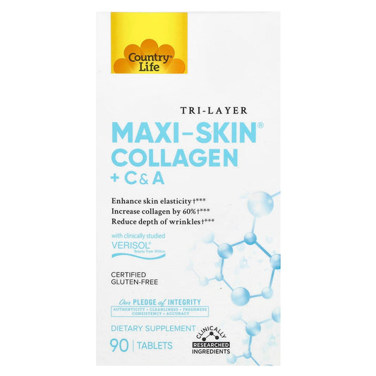 Country Life, Tri Layer Maxi-Skin®, Collagen + C&A, 90 Tablets
