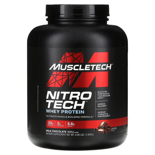 MuscleTech, Nitro-Tech® Whey Protein, Milk Chocolate, 4 lbs (1.81 kg) - Image 1
