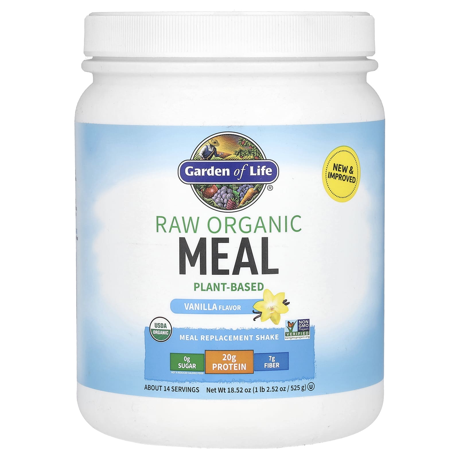 RAW Organic Meal Replacement Shake by Garden of Life, Vanilla, 1 lb (525g) - Image 1
