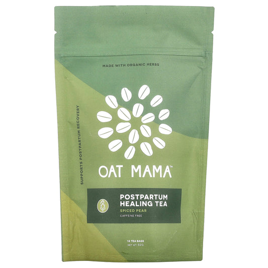 Oat Mama, Postpartum Healing Tea, Spiced Pear, Caffeine Free, 14 Tea Bags, 32 g - Image 1
