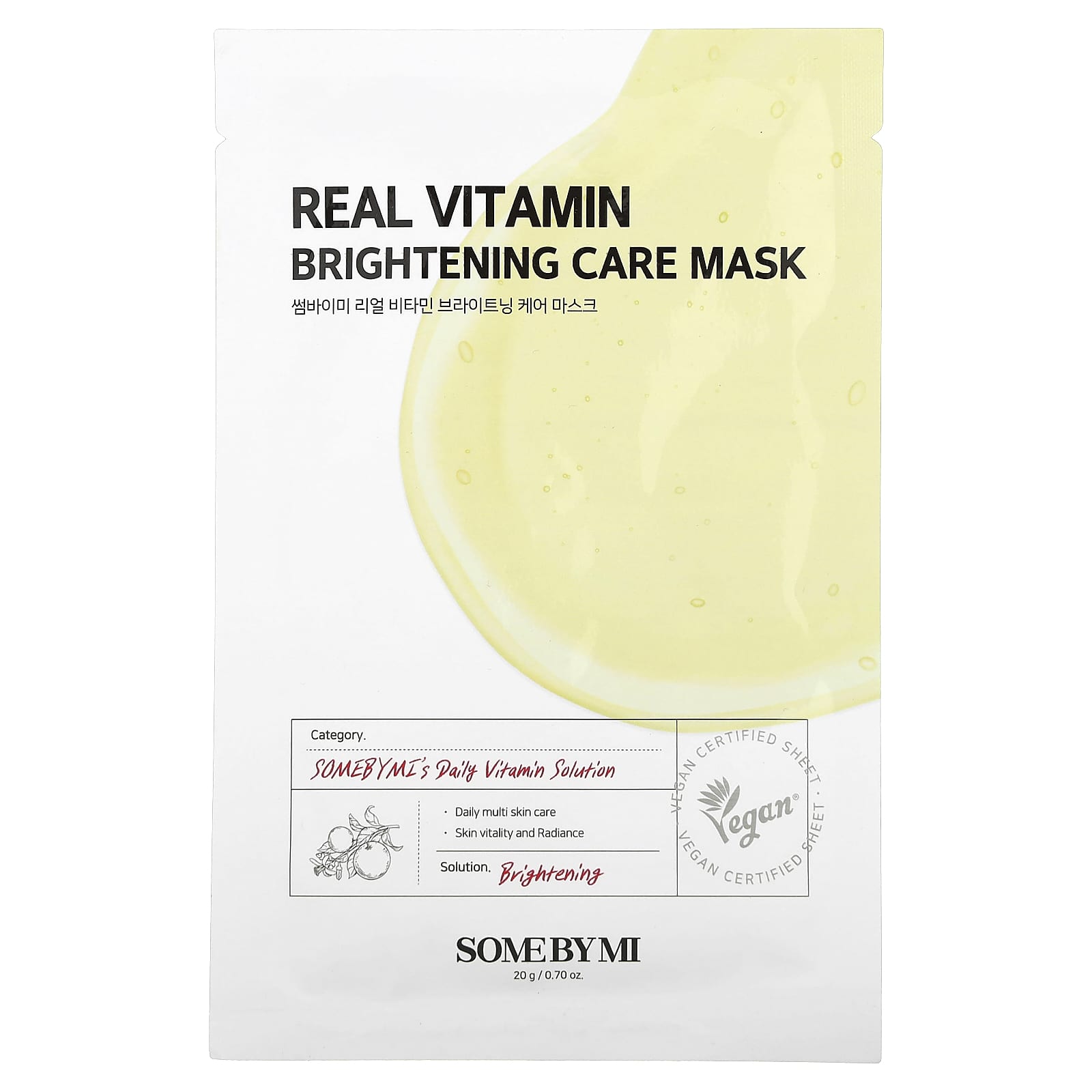 SOME BY MI, Real Vitamin, Brightening Care Beauty Mask, 1 Sheet, 0.70 oz (20 g) - Image 1