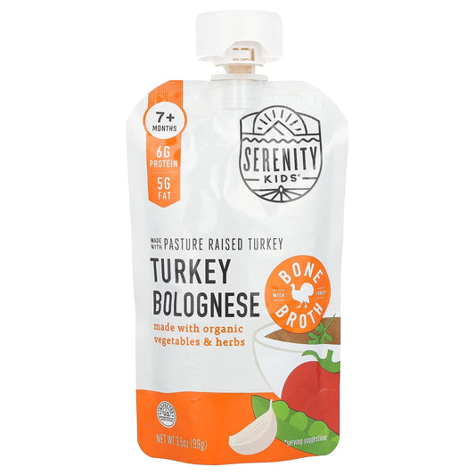 Serenity Kids, Turkey Bolognese with Organic Vegetables & Herbs, 7+ Months, 3.5 oz (99 g) - Image 1
