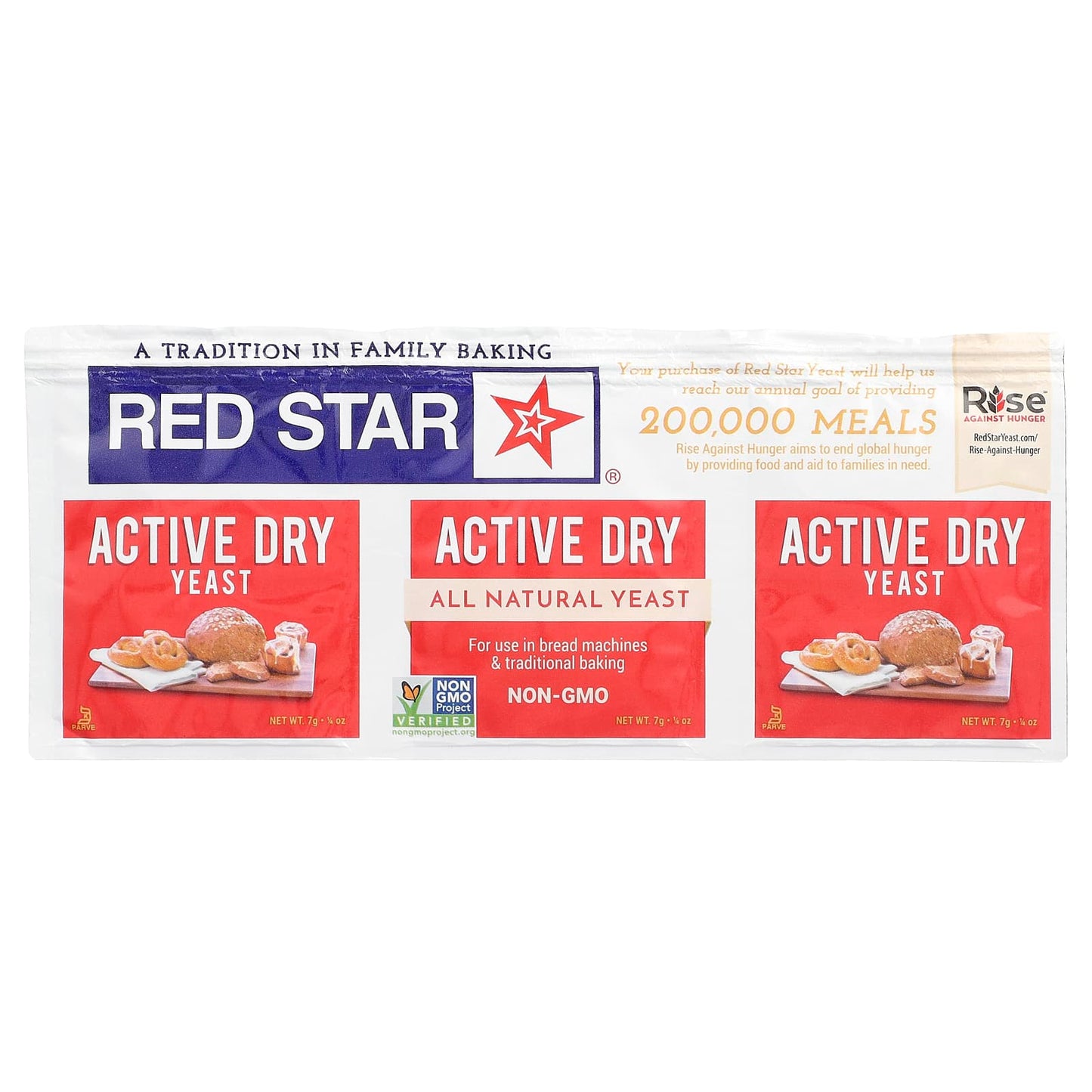Red Star, Active Dry Yeast, 3 Strips, 0.25 oz (7 g) Each - Image 1