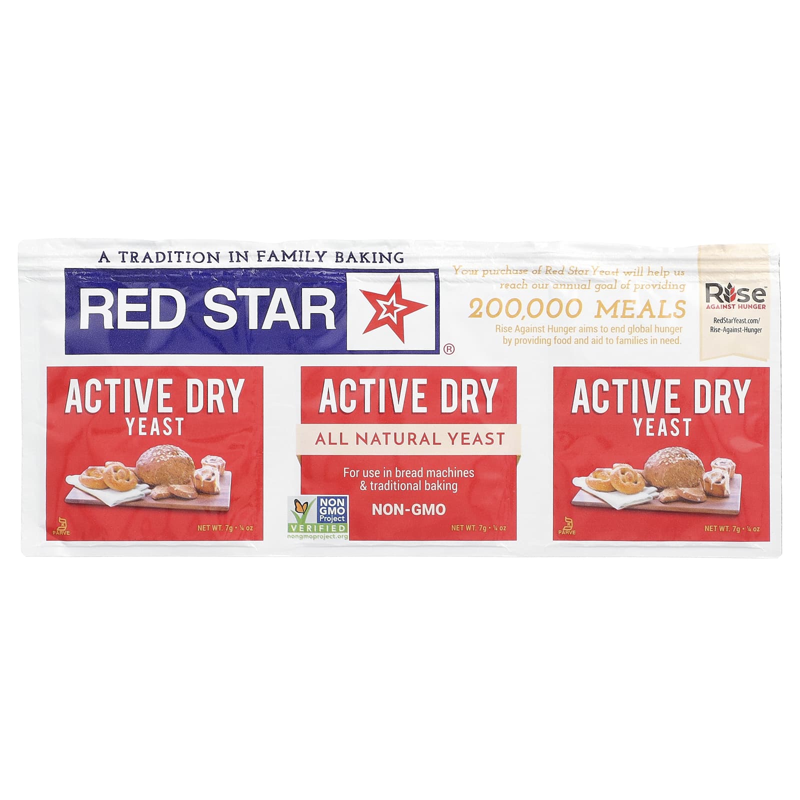 Red Star, Active Dry Yeast, 3 Strips, 0.25 oz (7 g) Each - Image 1