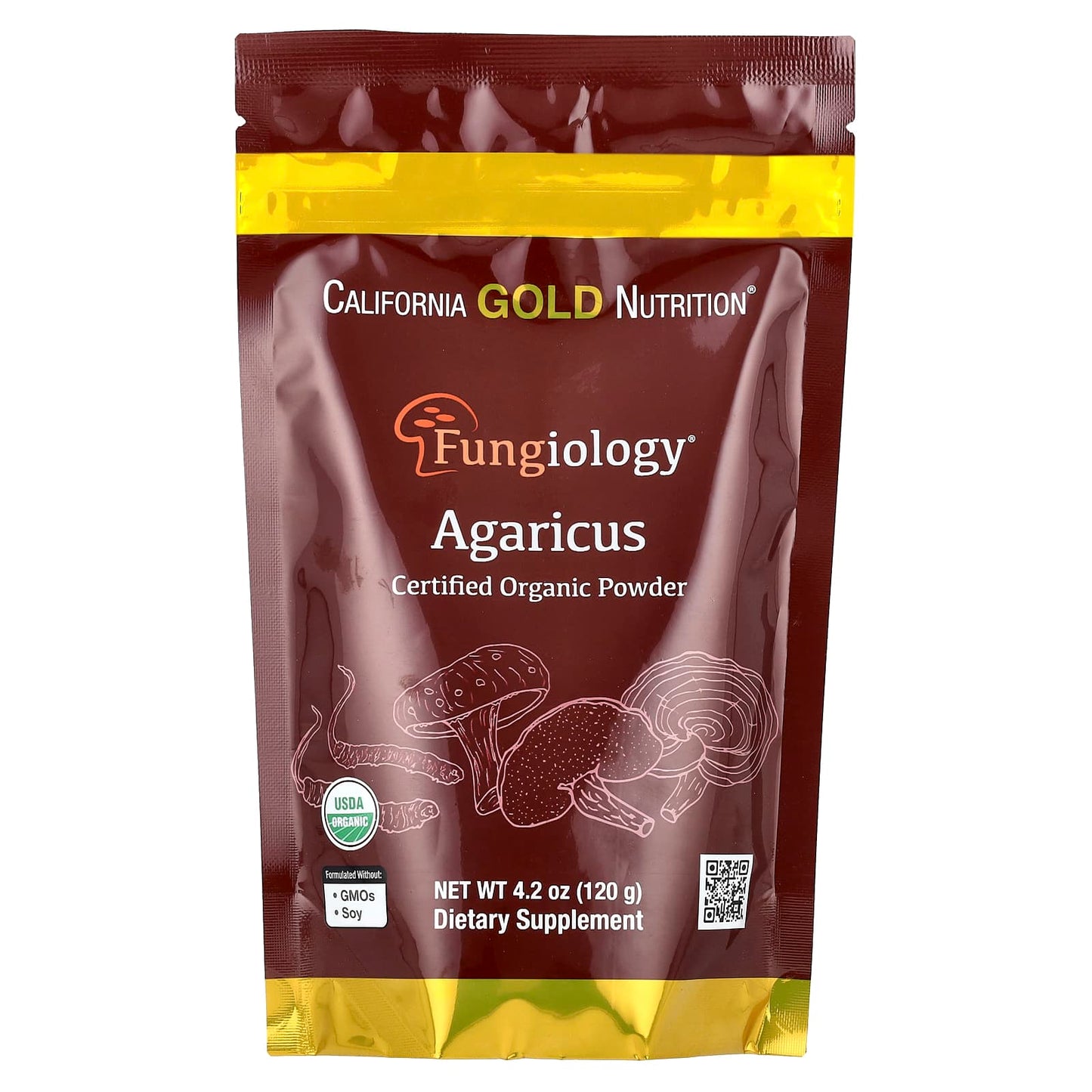 Certified Organic Agaricus Mushroom Powder for Immune Support by California Gold Nutrition - Image 1