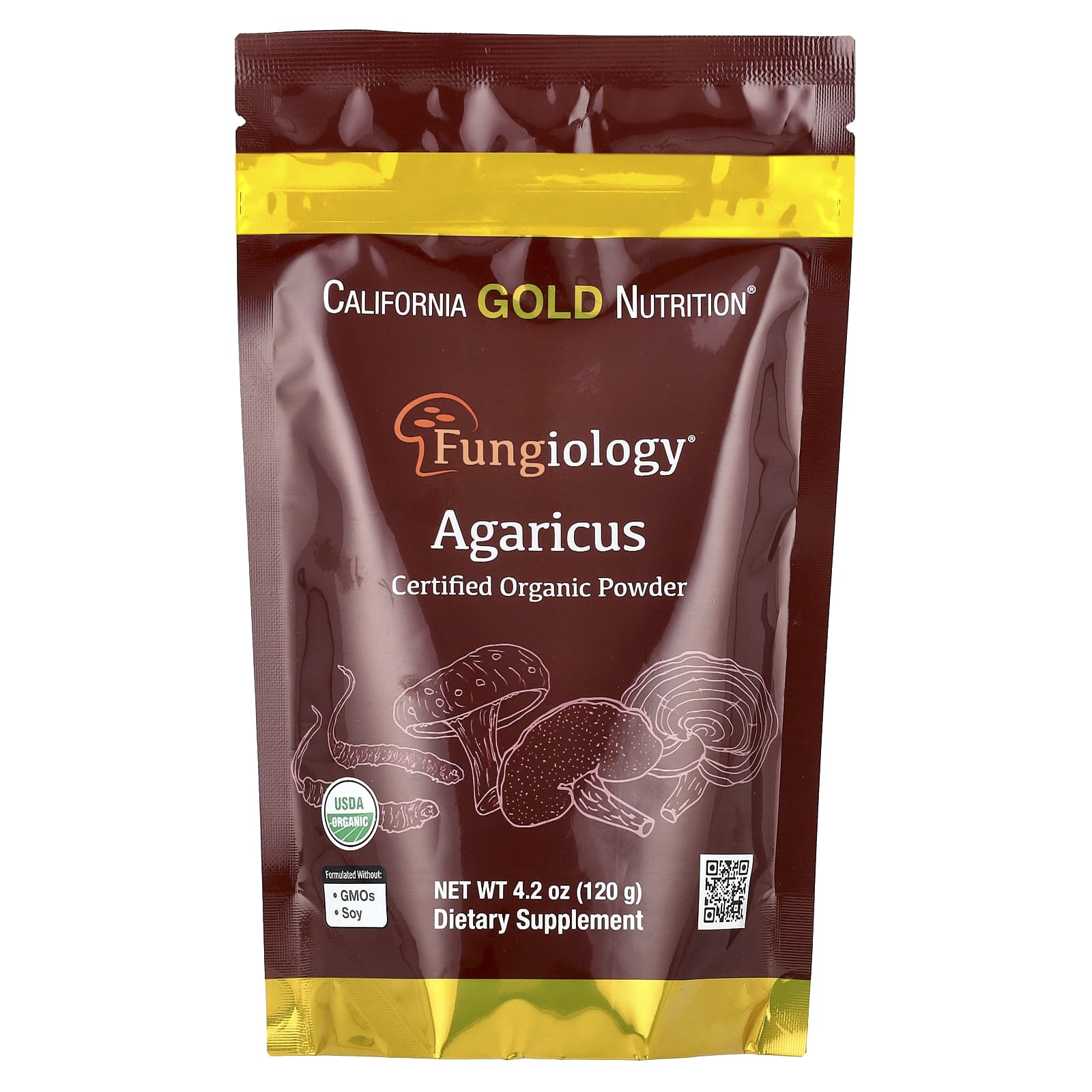 Certified Organic Agaricus Mushroom Powder for Immune Support by California Gold Nutrition - Image 1