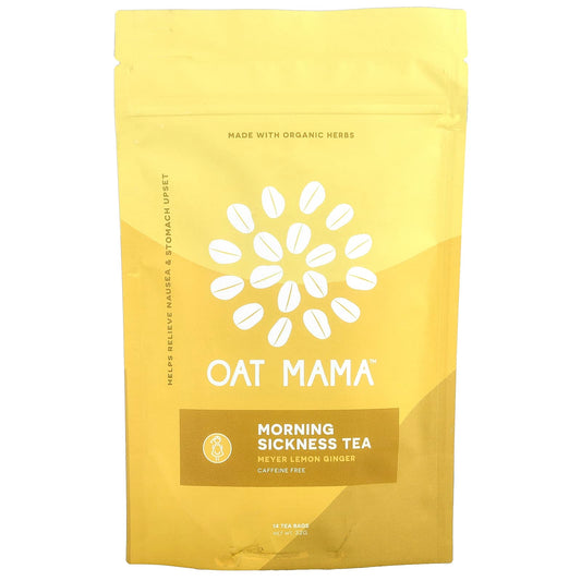 Oat Mama, Morning Sickness Tea, Meyer Lemon Ginger, Caffeine Free, 14 Tea Bags, 32 g - Image 1