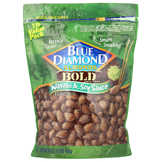 Wasabi & Soy Sauce Almonds, Bold Snacking Delight, 16 oz Resealable Bag - Image 1