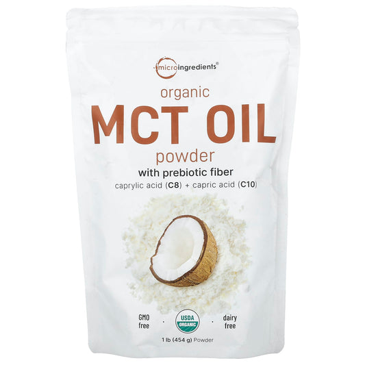 Micro Ingredients, Organic MCT Oil Powder With Prebiotic Fiber, 1 lb (454 g) - Image 1