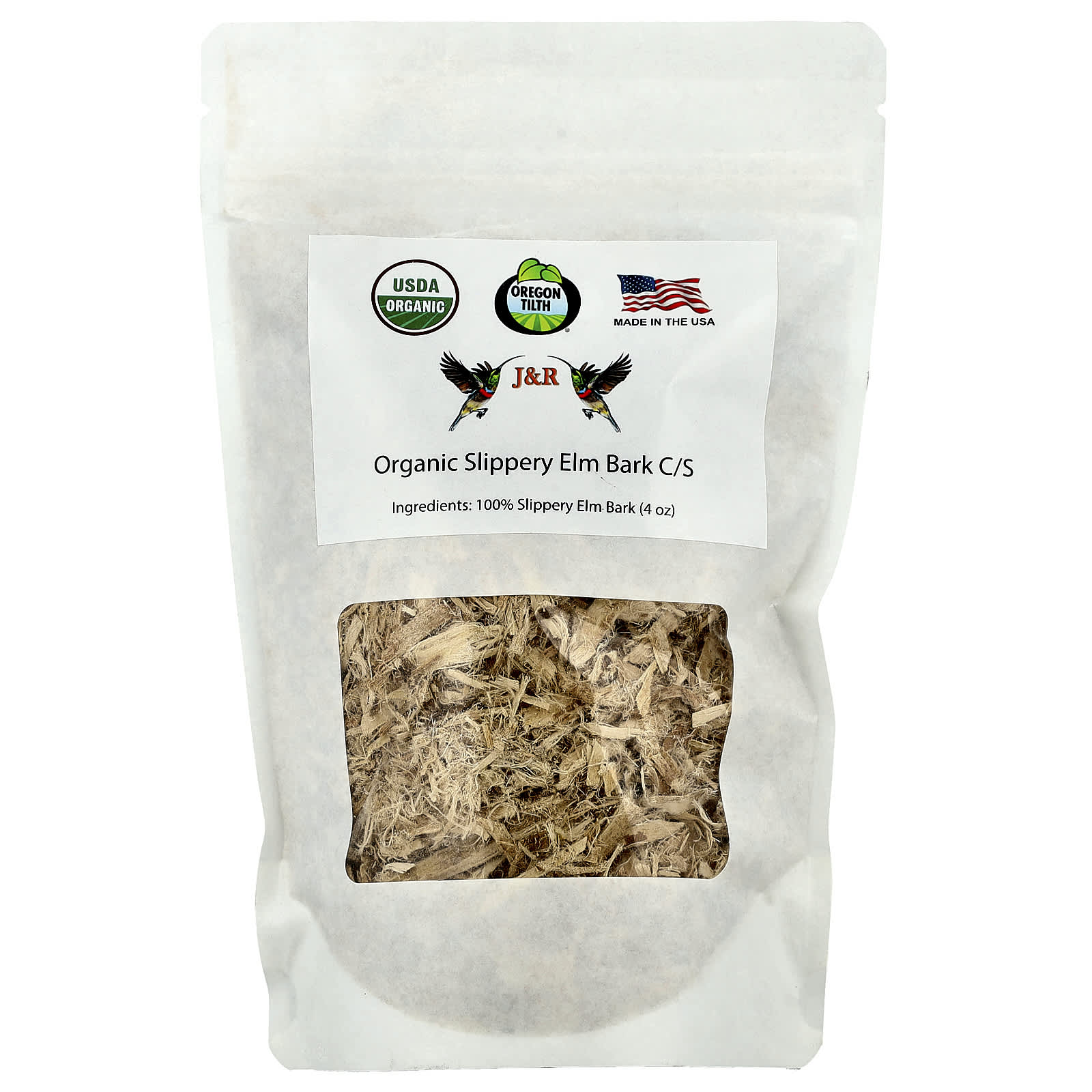 USDA Certified Organic Slippery Elm Bark Powder by J&amp;R Port Trading - 4 oz - Image 1