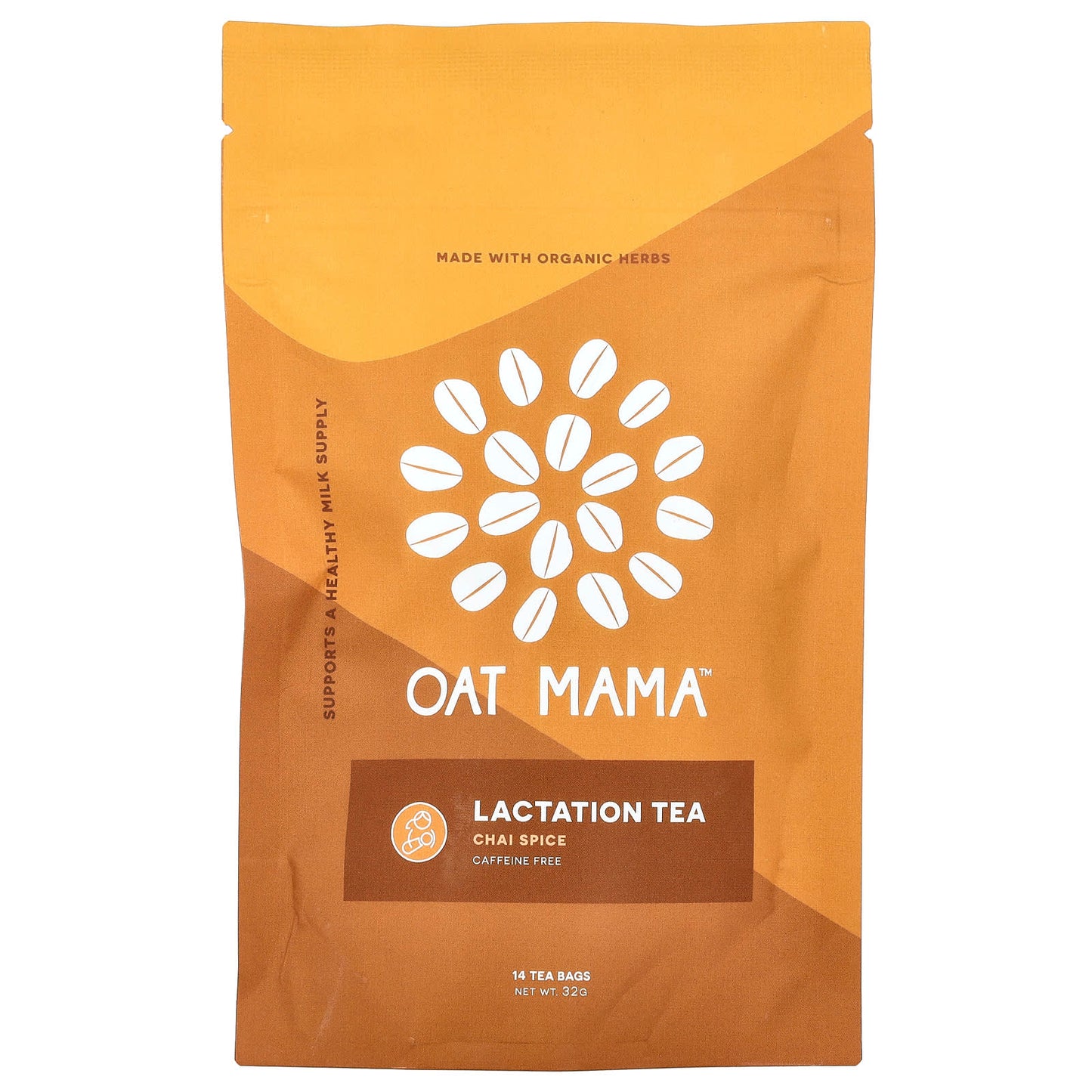Oat Mama, Lactation Tea, Chai Spice, Caffeine Free, 14 Tea Bags, 32 g - Image 1