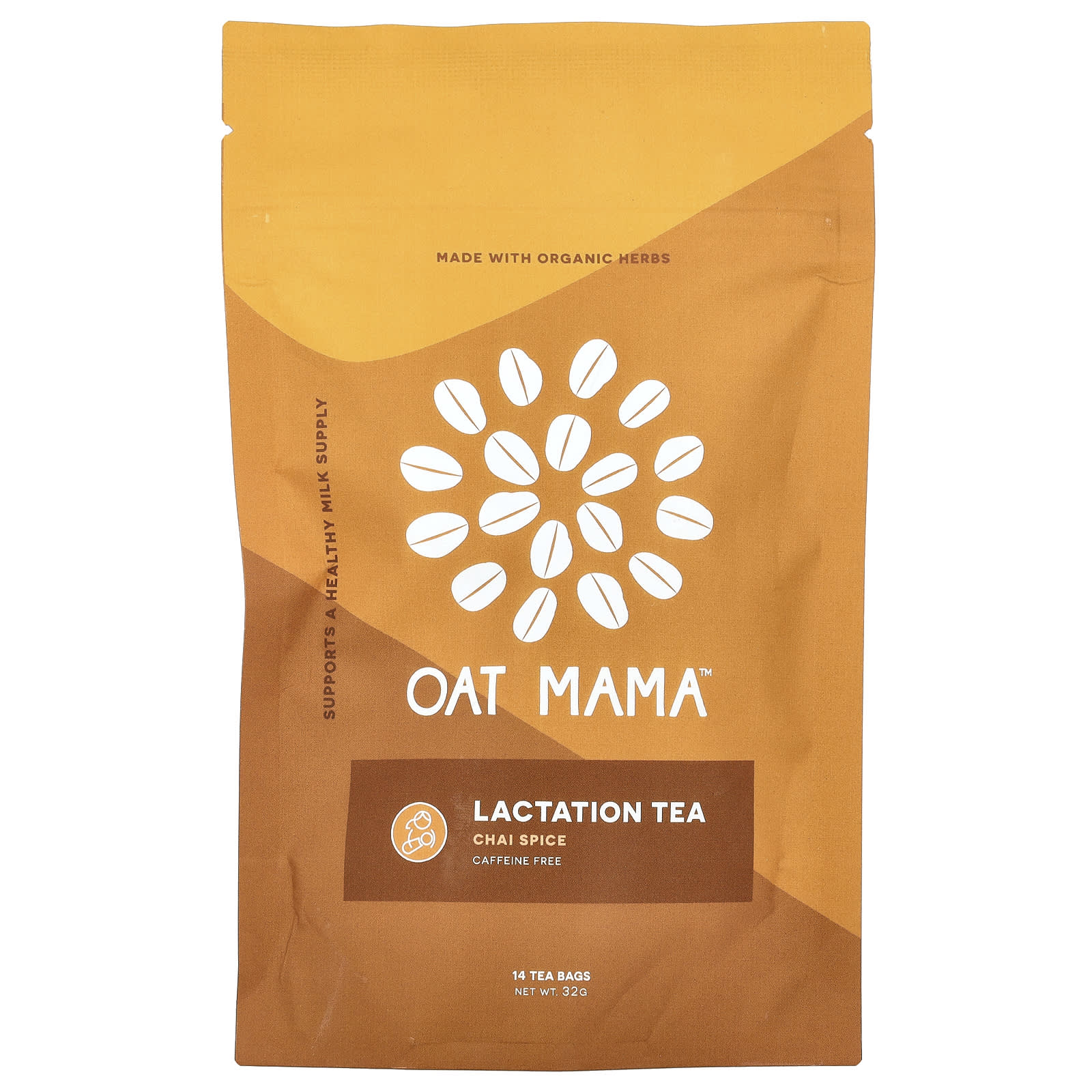 Oat Mama, Lactation Tea, Chai Spice, Caffeine Free, 14 Tea Bags, 32 g - Image 1