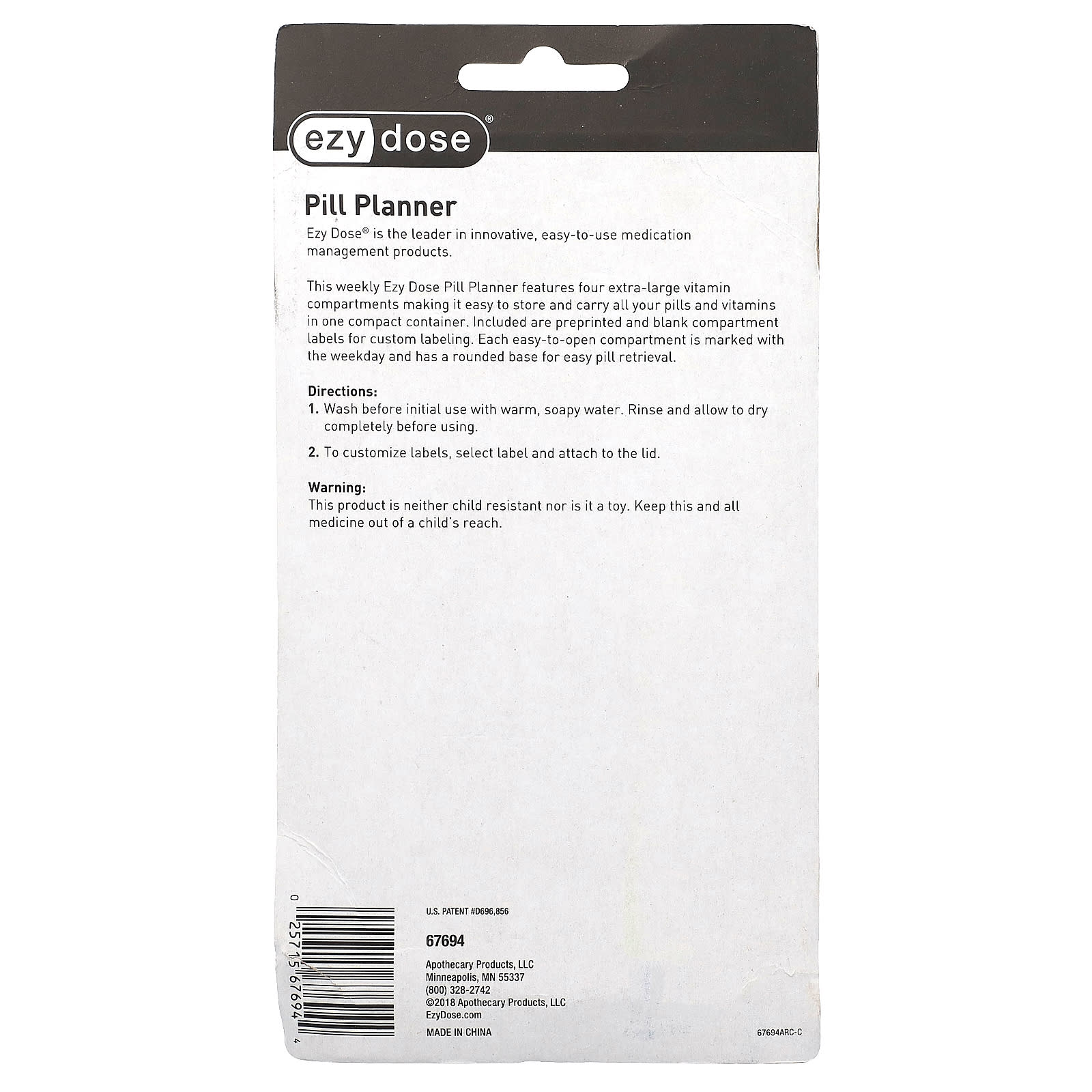 Weekly Pill Planner with Vitamin Compartments and Labels by Ezy Dose - Image 2
