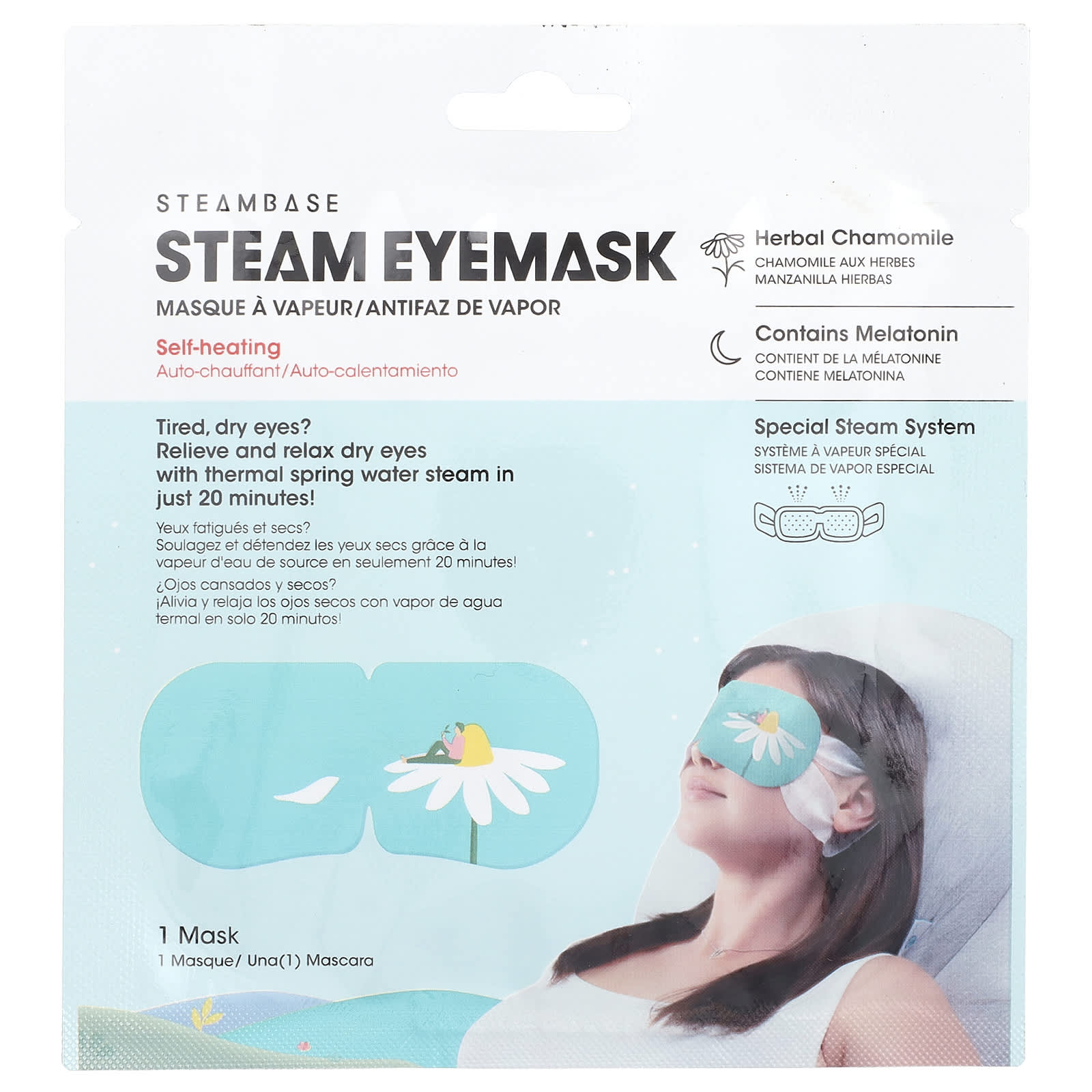 Steambase, Steam Eyemask, Herbal Chamomile, 1 Mask - Image 1