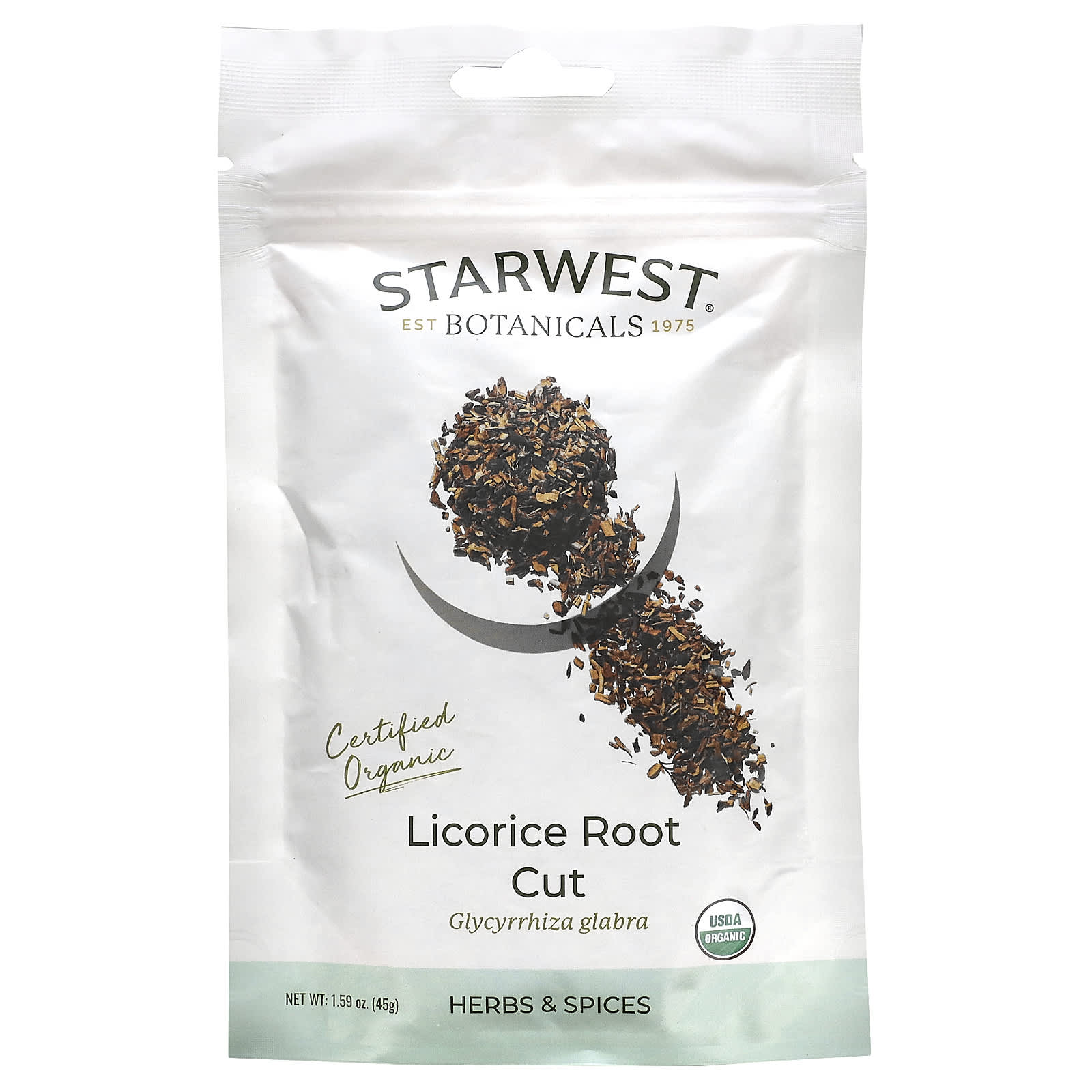 Starwest Botanicals, Certified Organic Licorice Root Cut, 1.59 oz (45 g) - Image 1