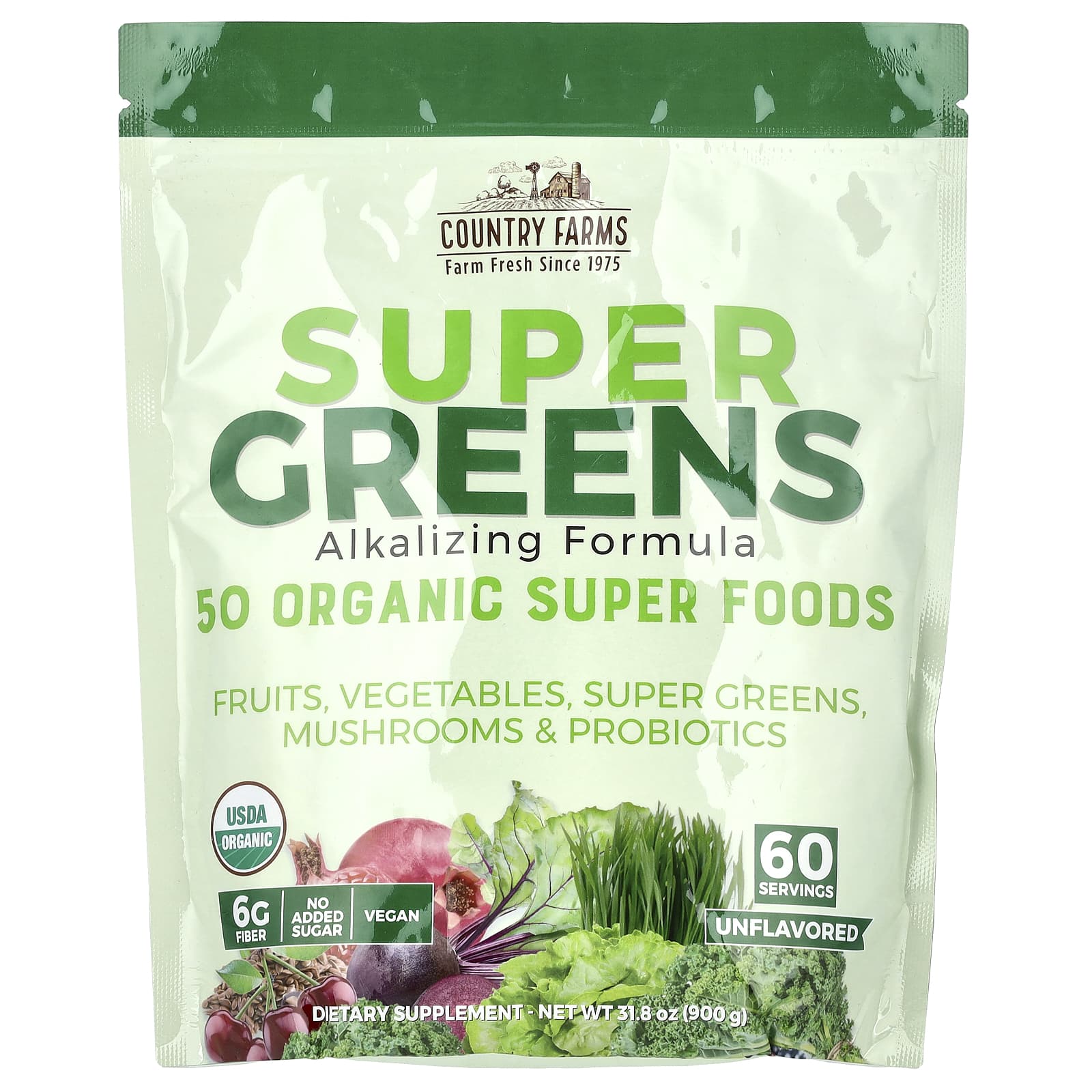 Super Greens Alkalizing Formula 31.8 oz (900g) by Country Farms - Image 1