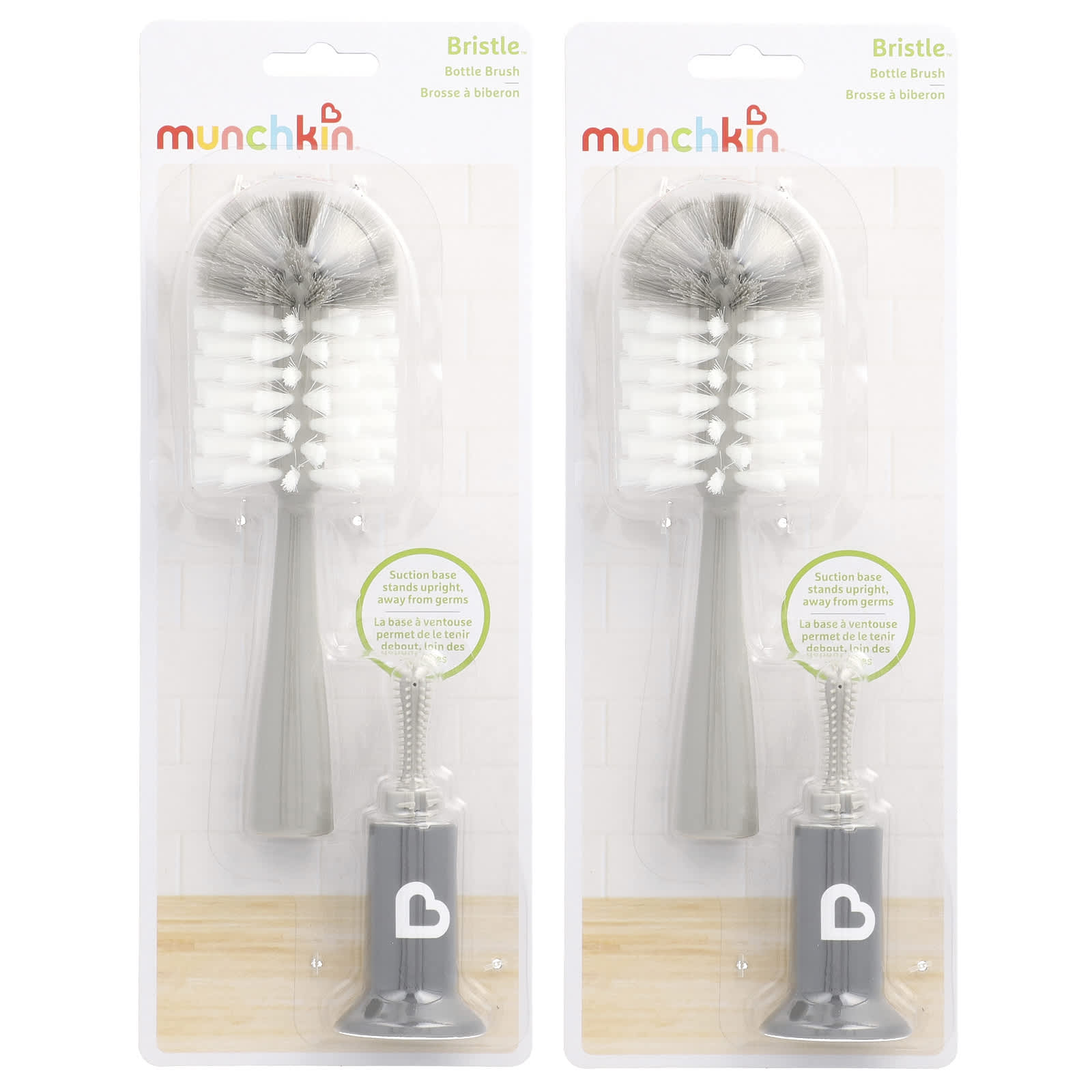 Munchkin, Bristle™ Bottle Brush, Grey, 2 Count - Image 1