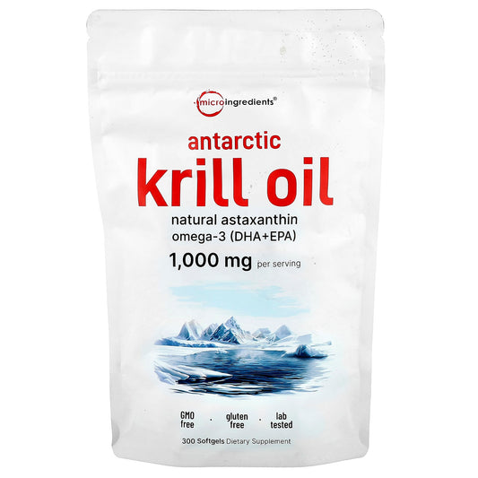 Micro Ingredients, Antarctic Krill Oil, 300 Softgels (500 mg per Softgel) - Image 1