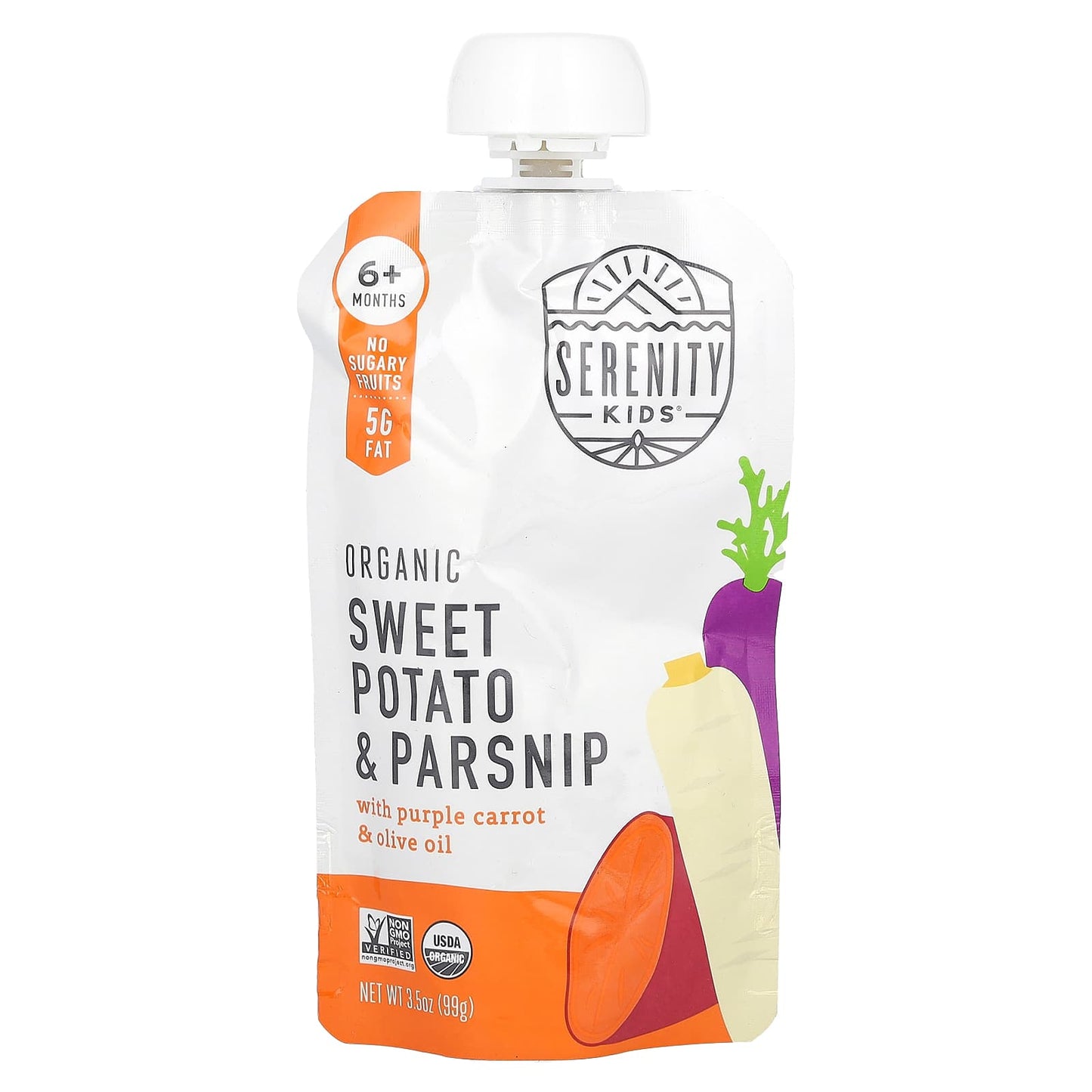 Serenity Kids, Organic Sweet Potato & Parsnips with Purple Carrot & Olive Oil, 6+ Months, 3.5 oz (99 g) - Image 1