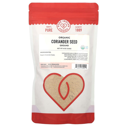 Pure Indian Foods, Organic Coriander Seed, Ground, 8 oz (226 g) - Image 1