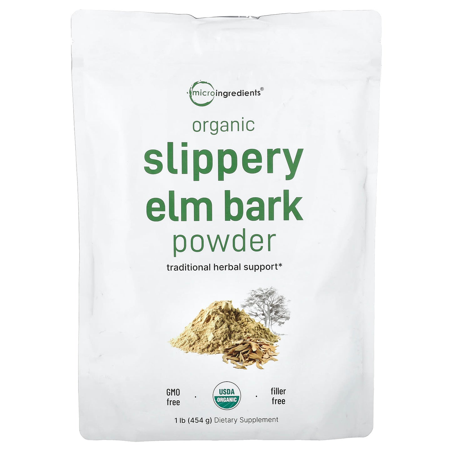Micro Ingredients, Organic Slippery Elm Bark Powder , 1 lb (454 g) - Image 1