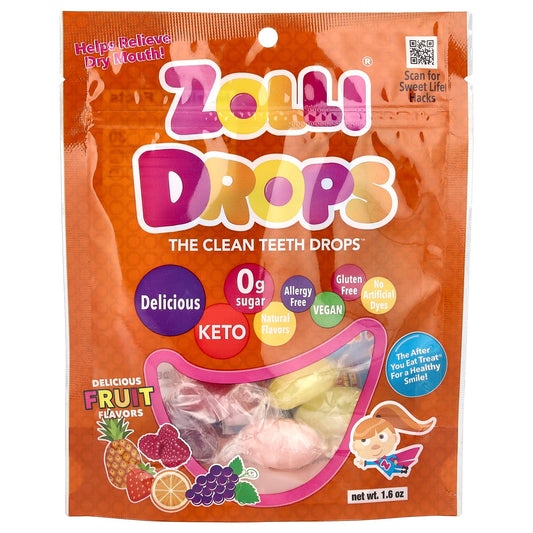 Zollipops, Zolli Drops, The Clean Teeth Drops, Delicious Fruit, 1.6 oz - Image 1