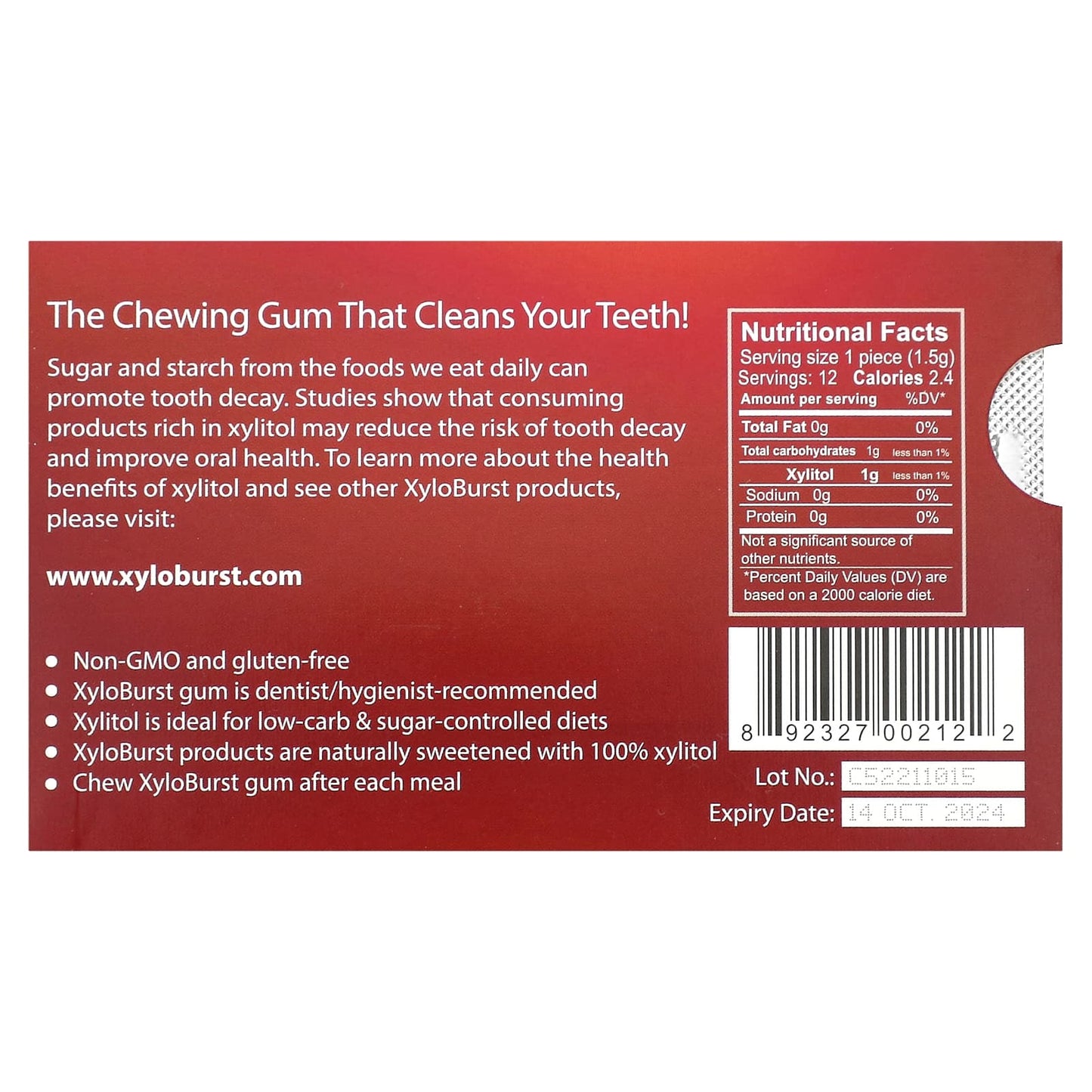Xyloburst, Xylitol Gum, Cinnamon, 12 Pieces - Image 2