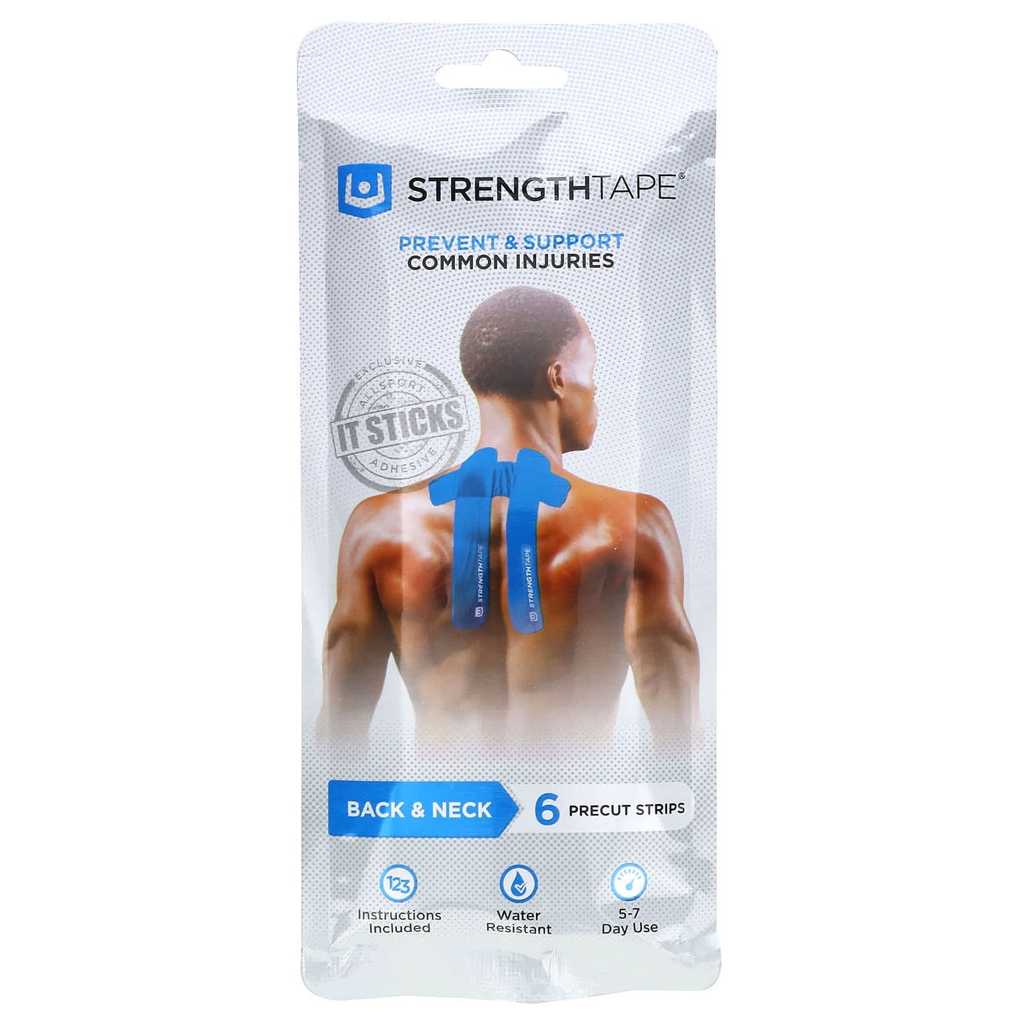 Strengthtape, Kinesiology Tape Kit, Back & Neck, 6 Precut Strips - Image 1