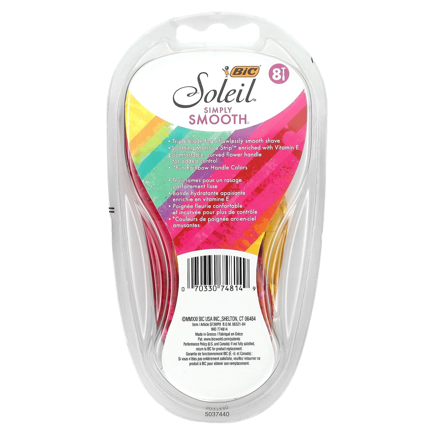 BIC Soleil Simply Smooth 3-Blade Disposable Razors, 8 Count - Image 2