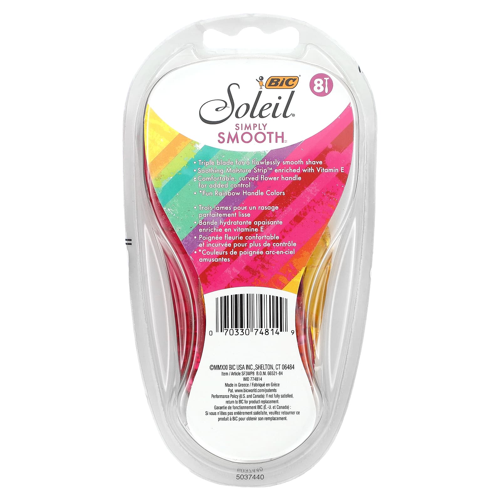 BIC Soleil Simply Smooth 3-Blade Disposable Razors, 8 Count - Image 2
