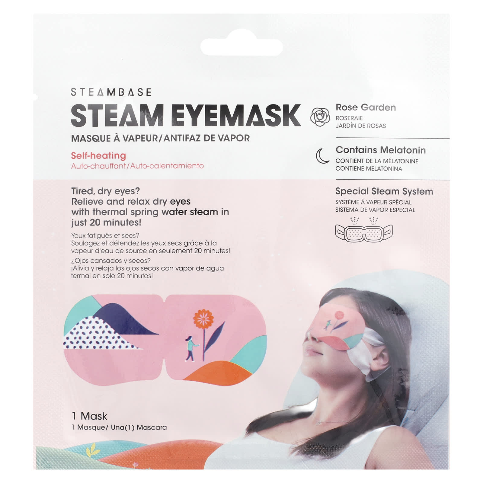 Steambase, Steam Eyemask, Rose Garden, 1 Mask - Image 1