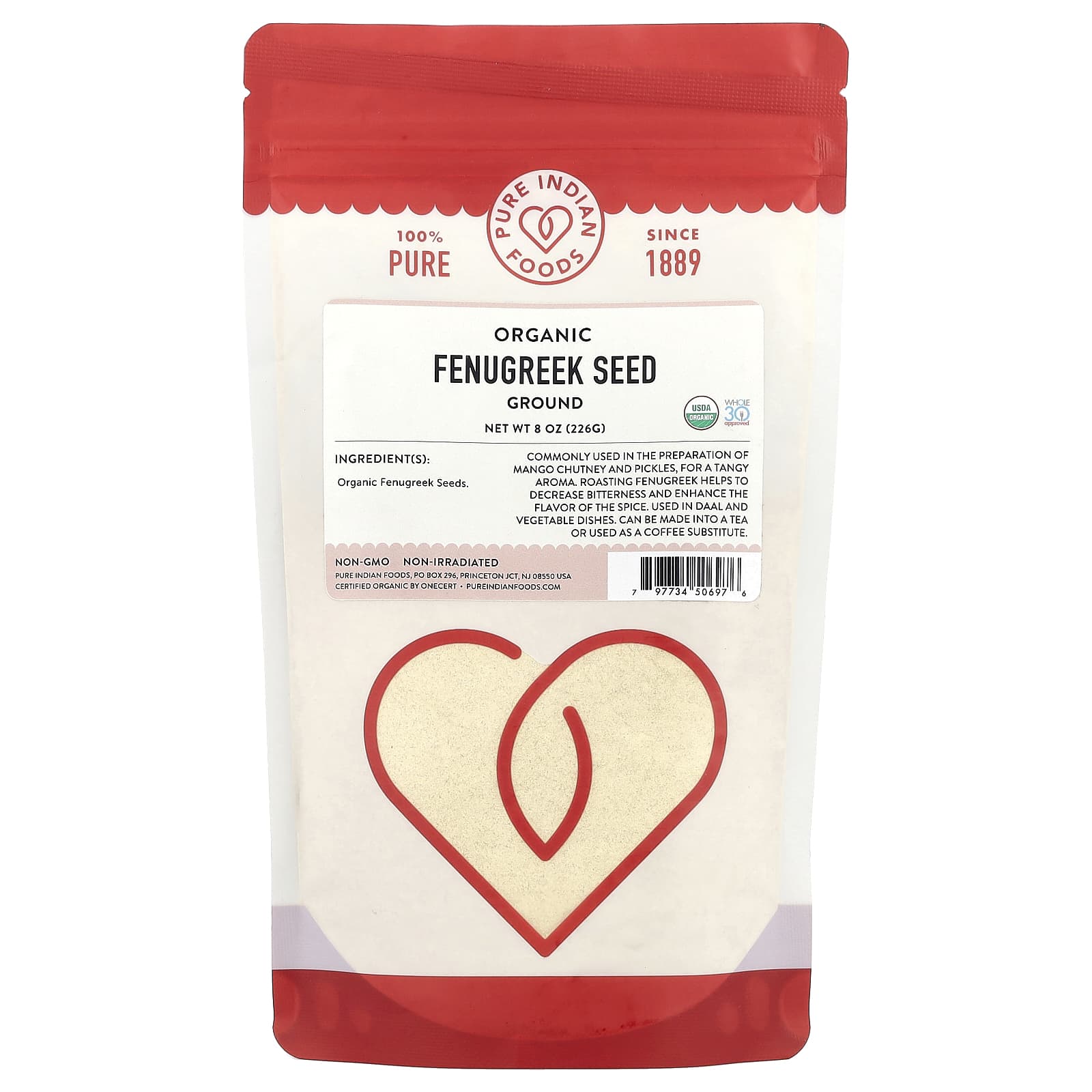 Pure Indian Foods, Organic Fenugreek Seed, Ground, 8 oz (226 g) - Image 1
