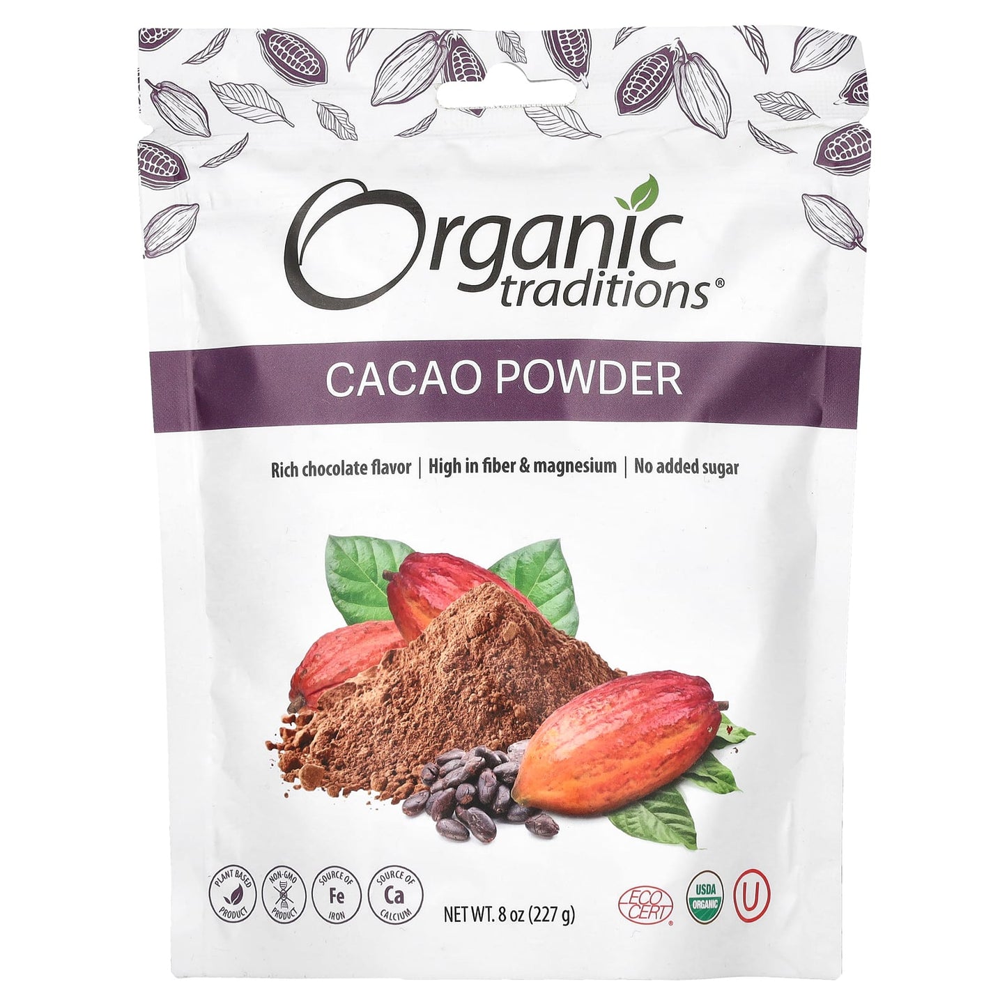 Organic Traditions, Cacao Powder, 8 oz (227 g) - Image 1