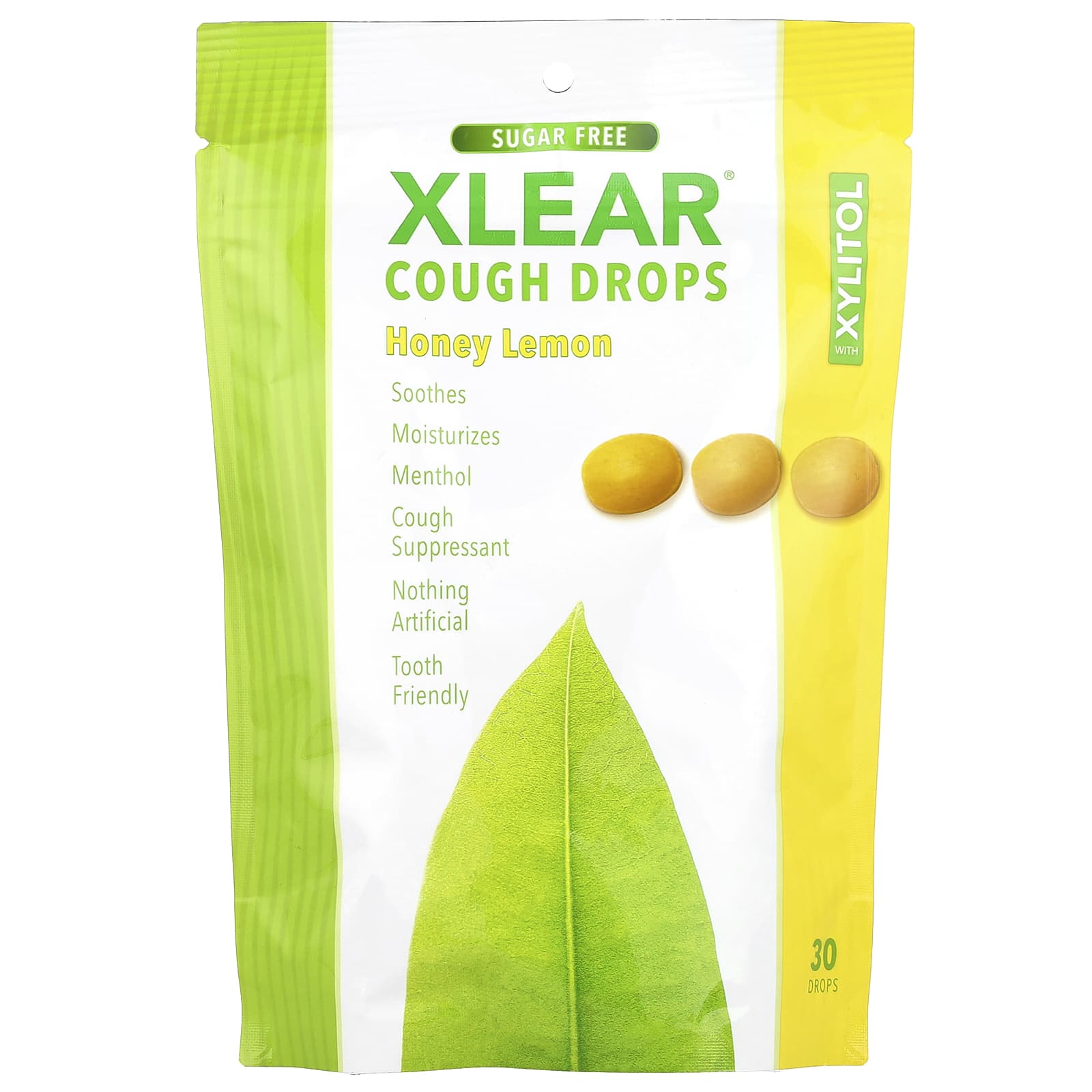 Xlear, Cough Drops with Xylitol, Honey Lemon, 30 Drops - Image 1
