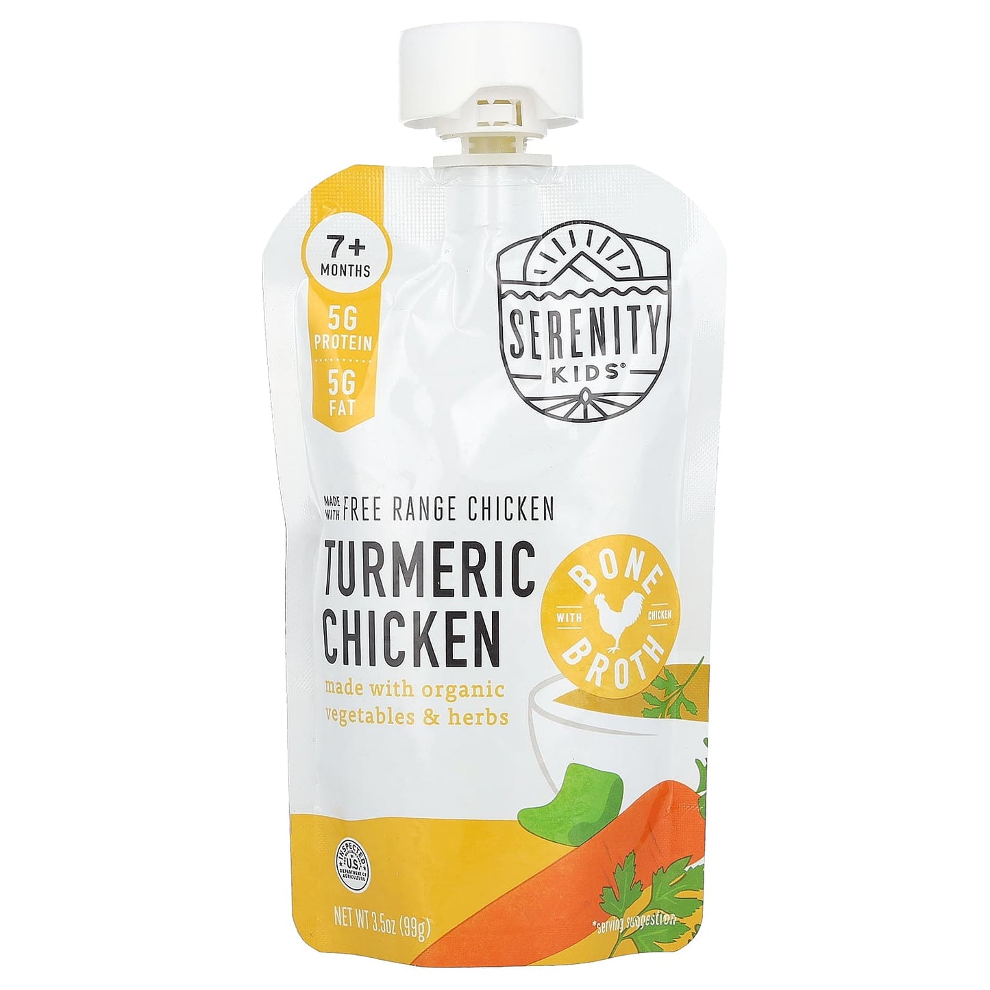 Serenity Kids, Turmeric Chicken with Organic Vegetables & Herbs, 7+ Months, 3.5 oz (99 g) - Image 1
