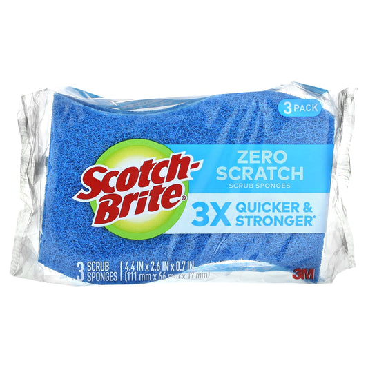 Scotch-Brite, Zero Scratch Scrub Sponges, 3 Sponges - Image 1
