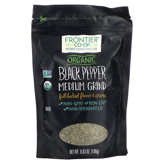 USDA Organic Black Pepper, Medium Grind by Frontier Co-op - 6.63 oz - Image 1
