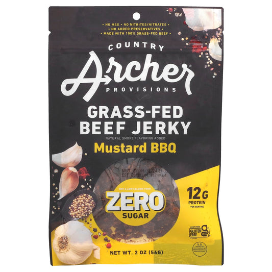 Grass-Fed Mustard BBQ Beef Jerky by Country Archer - Low Sugar, Gluten-Free - Image 1