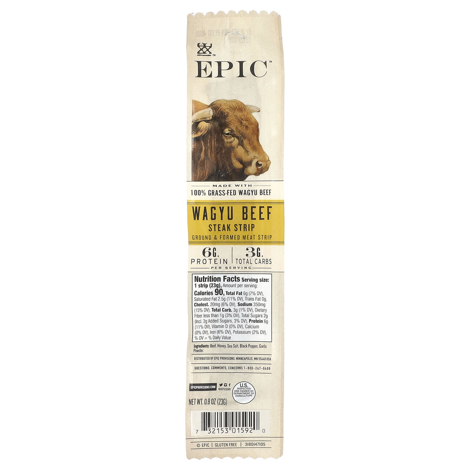 Wagyu Beef Steak Strip Bars by Epic Bar - Grass Fed, Gluten Free - Image 1