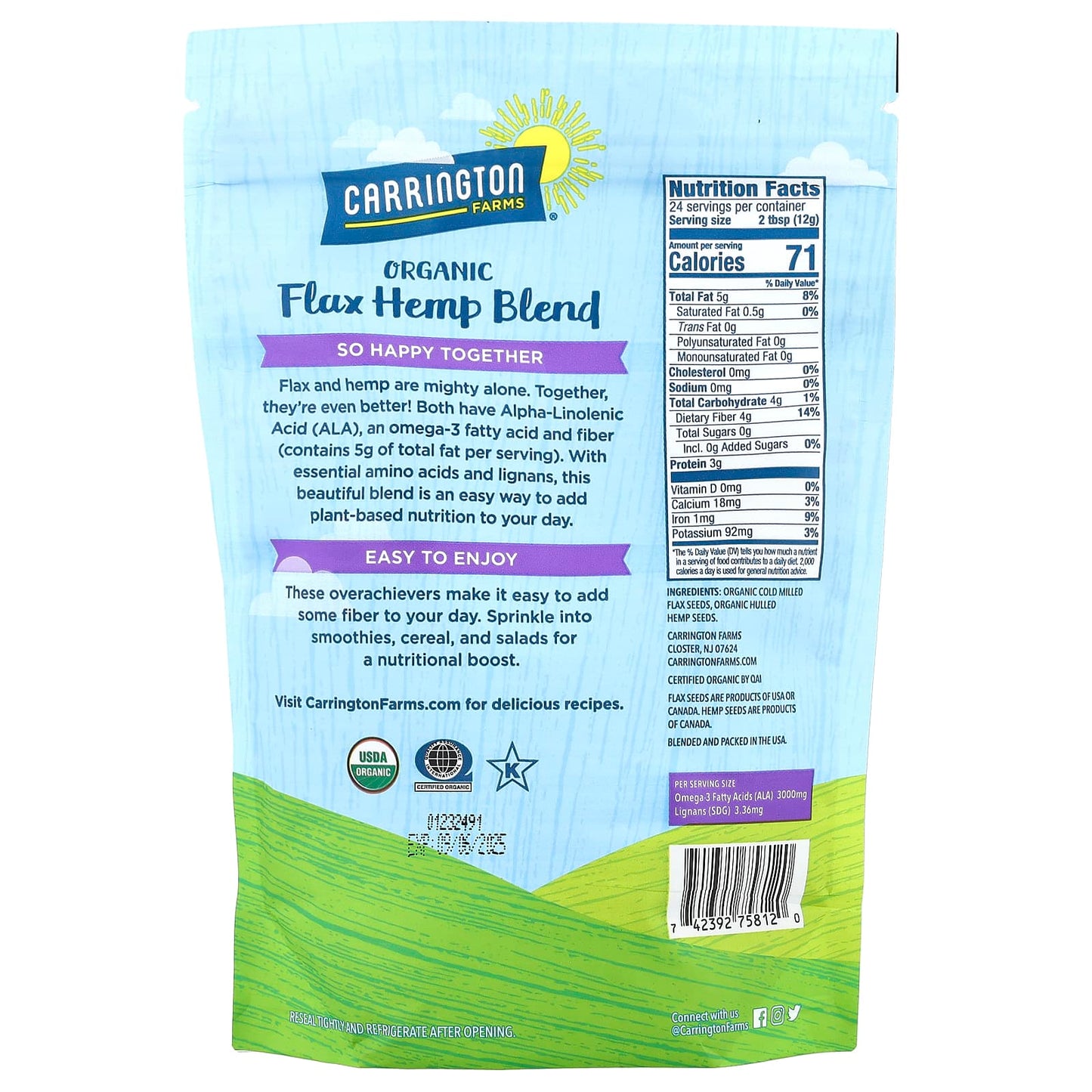 Carrington Farms Organic Flax Hemp Blend Omega-3 Fatty Acids - Image 2