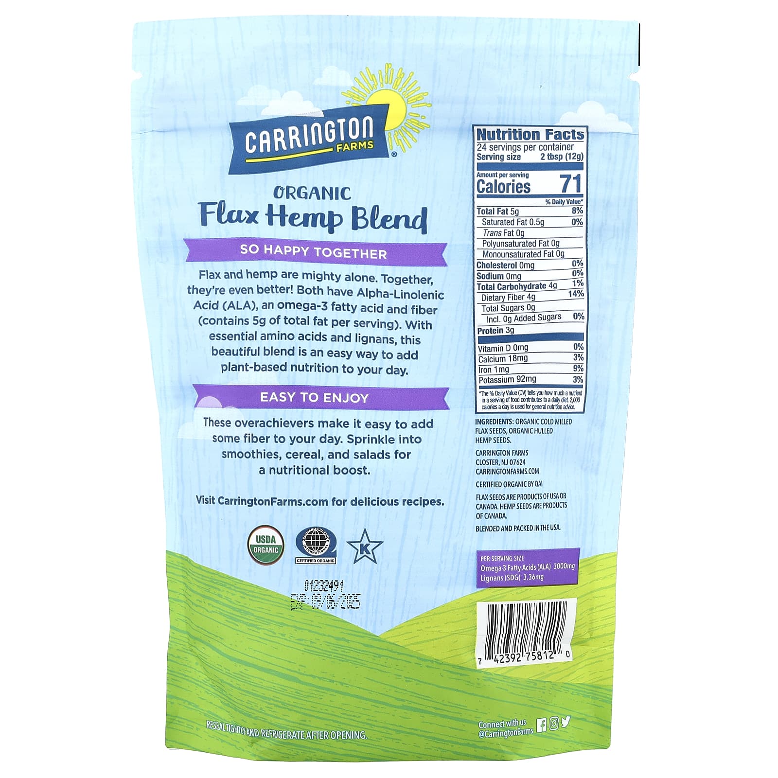 Carrington Farms Organic Flax Hemp Blend Omega-3 Fatty Acids - Image 2