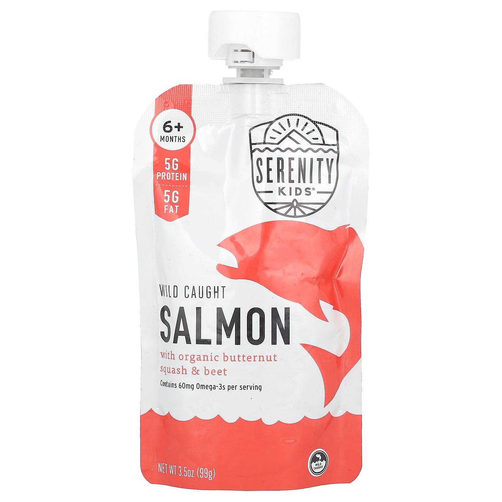 Serenity Kids, Salmon with Organic Butternut Squash & Beet, 6+ Months, 3.5 oz (99 g) - Image 1