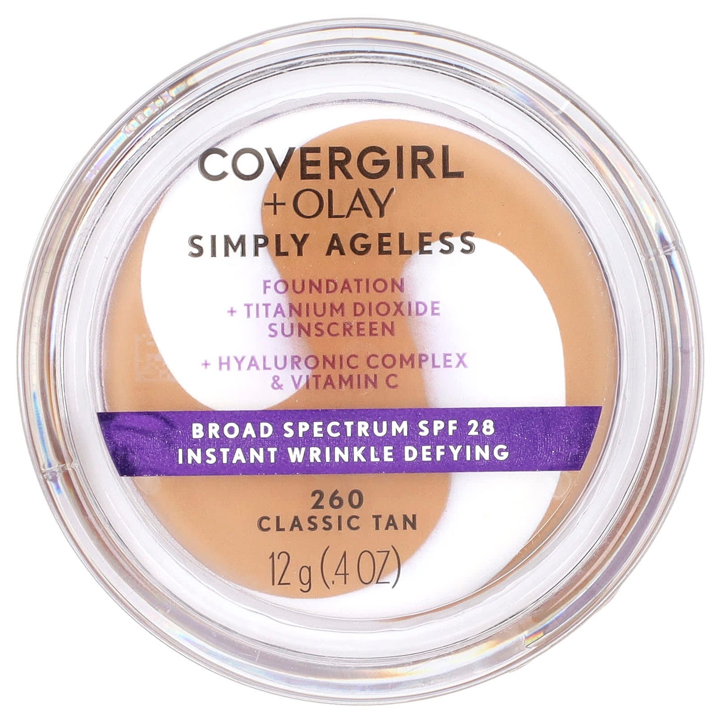 Covergirl Olay Ageless Foundation SPF 28, 260 Classic Tan, 0.4 oz - Image 1