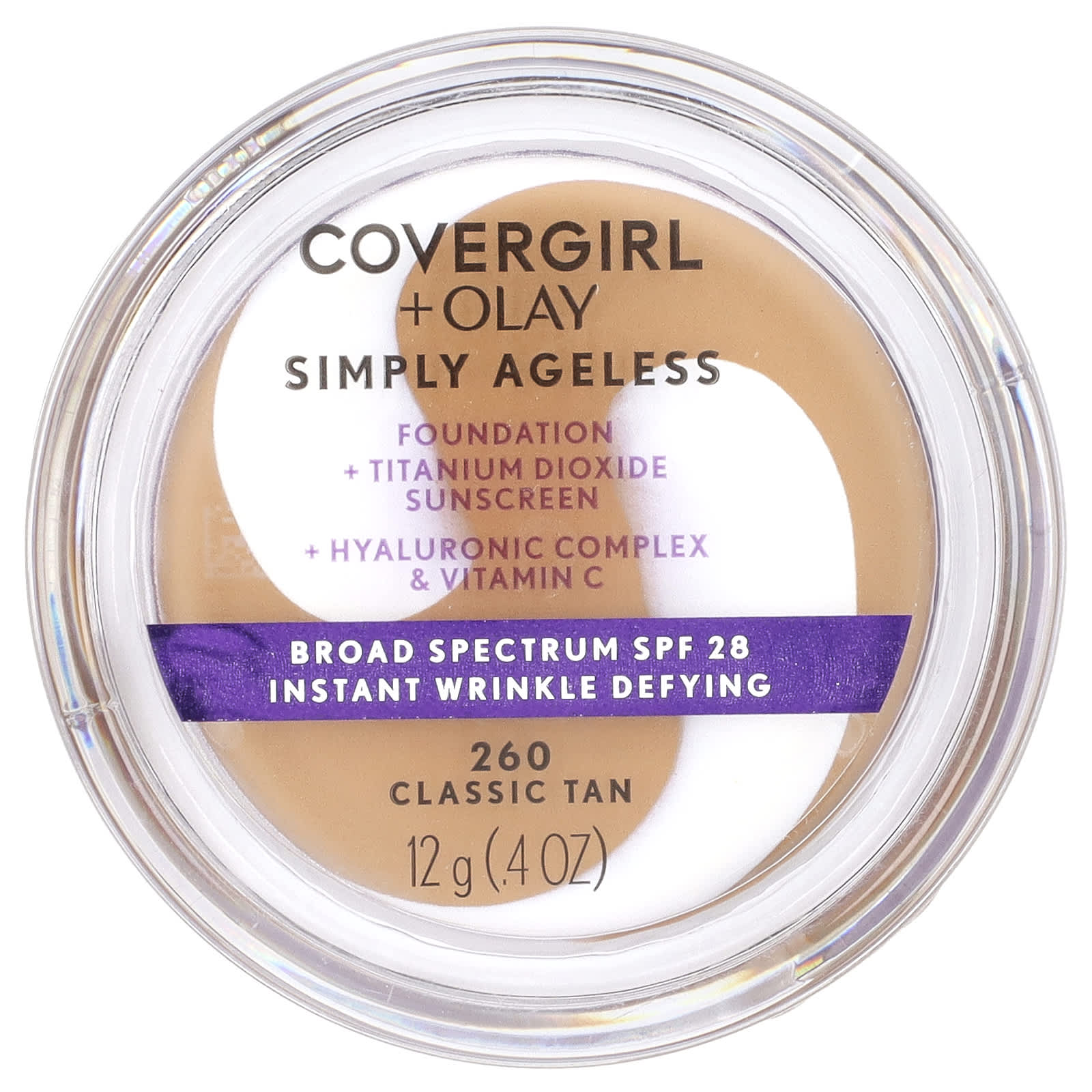 Covergirl Olay Ageless Foundation SPF 28, 260 Classic Tan, 0.4 oz - Image 1
